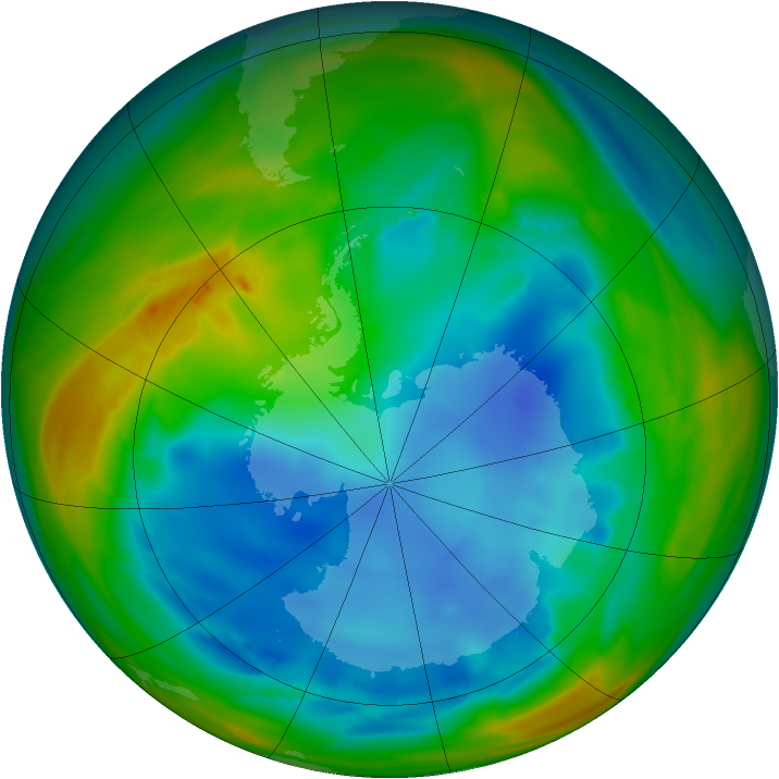 Antarctic ozone map for 29 July 2007